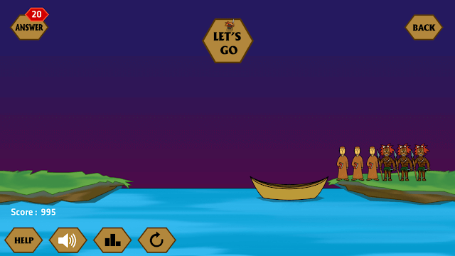 Hãy nghĩ cách đưa các thầy tu và quái vật qua sông trong game River Crossing IQ
