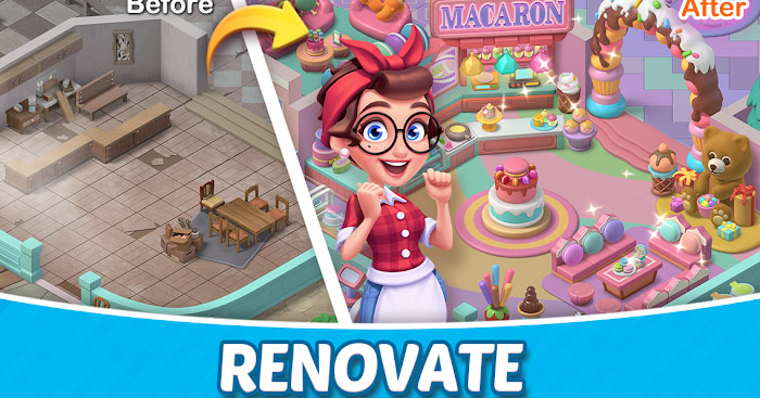 Cải tạo nhà hàng của bạn để thu hút khách hàng trong game Merge Cooking: Theme Restaurant