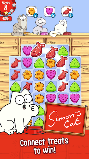Kết nối các món ăn để giành chiến thắng trong game Simon s Cat Crunch Time 
