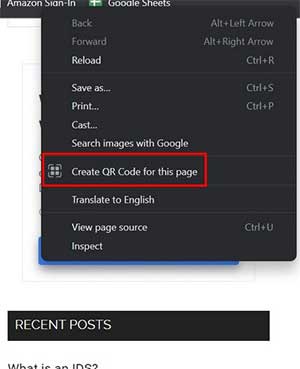 Nhấp chuột phải vào màn hình để chọn Tạo mã QR 
