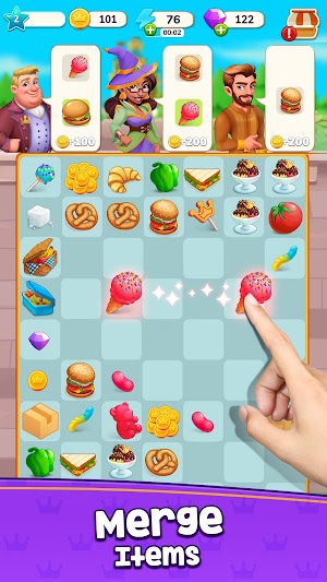 Hợp nhất các đối tượng trong game Royal Merge