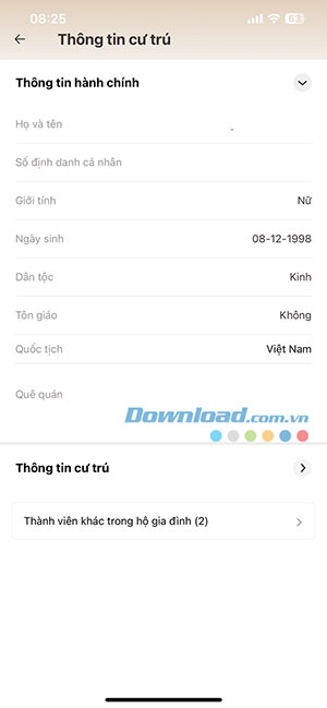 VNeID thong tin cu tru 4*405337