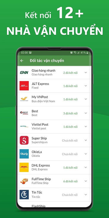 Kết nối hơn 12 nhà vận chuyển