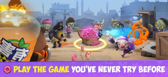 Chiến đấu với thay ma để thu thập bánh rán trong game Donut Punks: Online Epic Brawl
