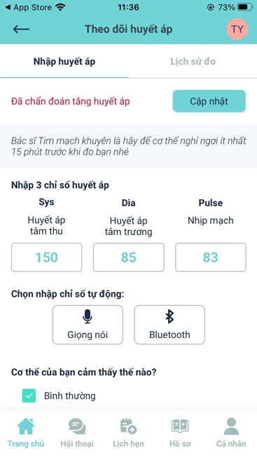 Theo dõi tình trạng sức khỏe