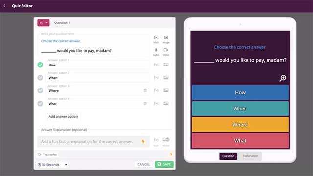 Tùy chỉnh các bài kiểm tra một cách linh hoạt với Quizizz