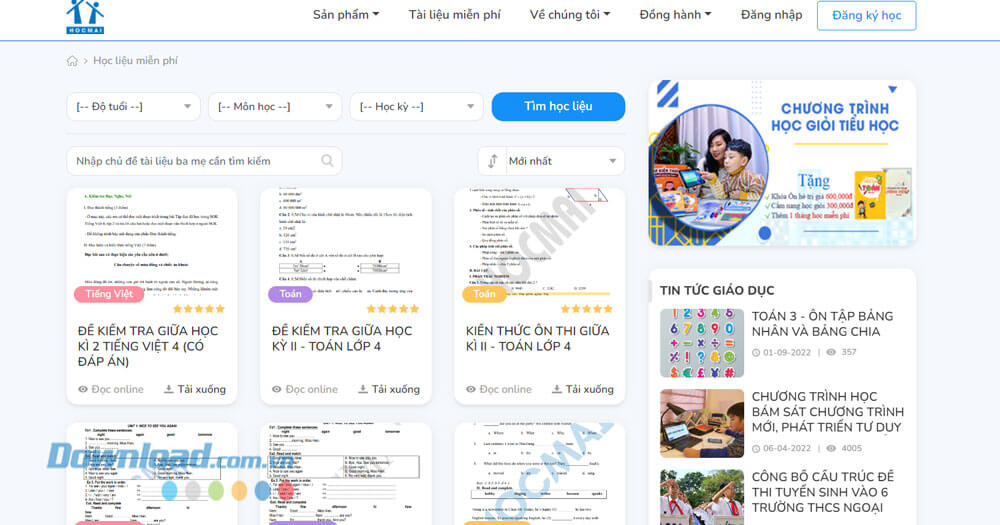 Kho tài liệu miễn phí trên HOCMAI Tiểu Học