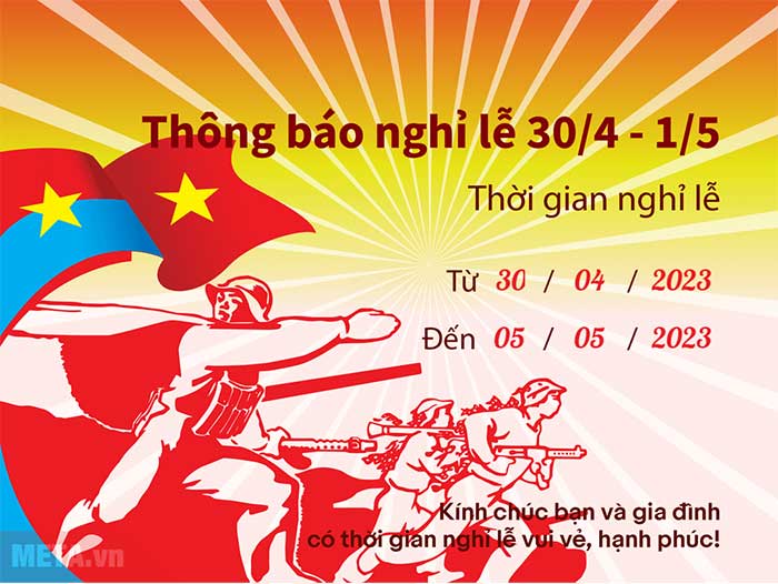Tạo thông báo lịch nghỉ lễ 30/4 - 1/5 online đơn giản và đẹp mắt