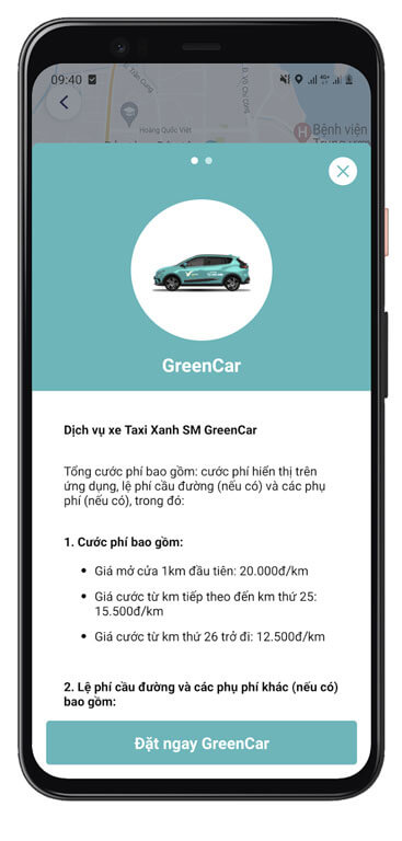 Thông tin về dịch vụ đặt xe