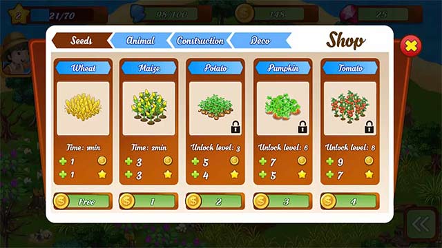Ghé shop để mua thêm hạt giống, con giống, vật liệu xây dựng, đồ trang trí...