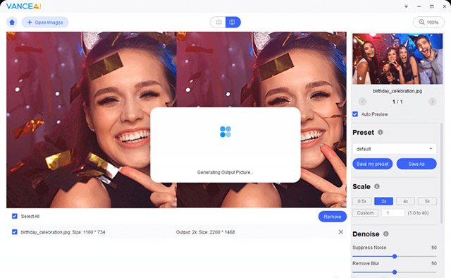 Giao diện phần mềm sửa ảnh tất cả trong một Vance AI