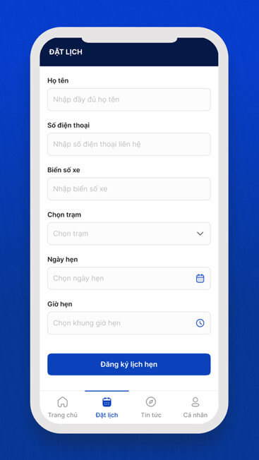 Đặt lịch đăng kiểm trên TTDK