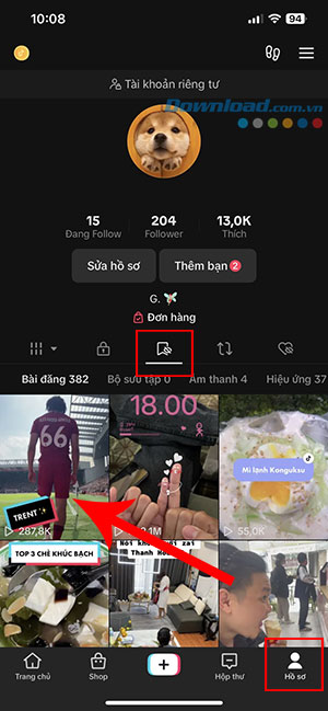 TikTok hoan tac video dang lai 4*411098