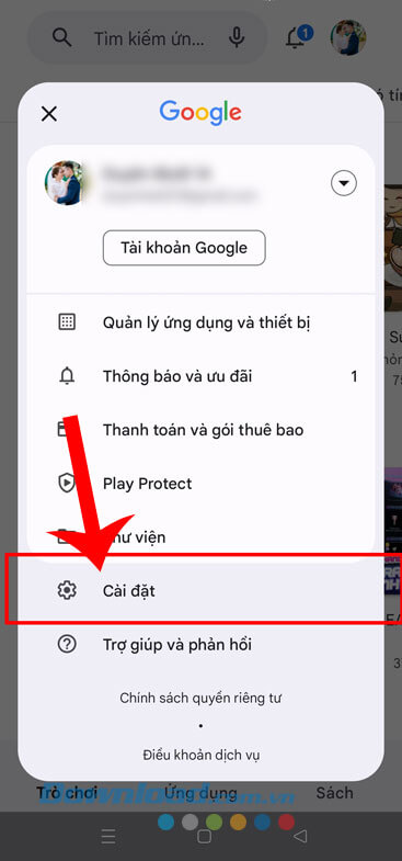 Chạm vào mục Cài đặt.