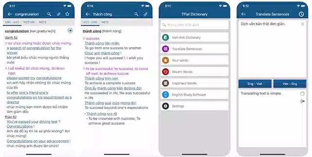 TFlat là một trong những app từ điển tiếng Anh phổ biến nhất