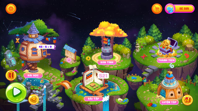 Giao diện trang chủ của ứng dụng học Toán tư duy Bigbrain Soroban