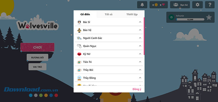 Một số vai trò cổ điển trong game ma sói online - Wolvesville