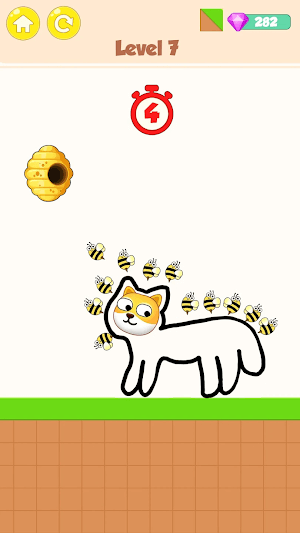 Save the Dog Draw to Save yêu cầu bạn vẽ để bảo vệ chú chó khỏi bầy ong
