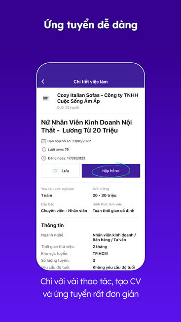Tạo CV và ứng tuyển dễ dàng