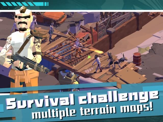 Tham gia các thử thách sinh tồn trên ở các bản đồ địa hình đa dạng trong game Gun shooting - Idle War game 