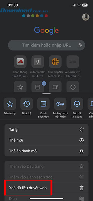 xoa lich su Google 9*414543