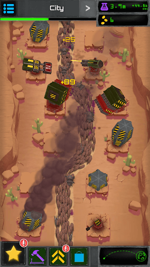 Bố trí các tháp pháo dọc tuyến đường chính để tấn công kẻ thù trong game Turret Fusion