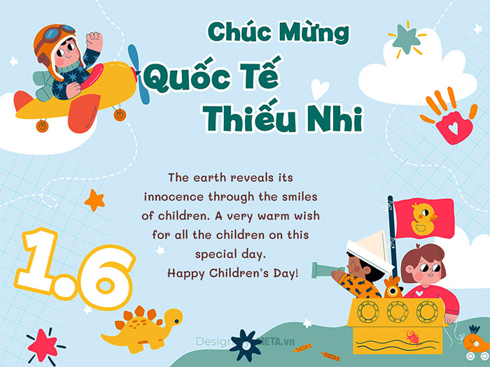 Mẫu thiệp Ngày Quốc tế Thiếu nhi 1/6 trực tuyến đẹp mắt cùng lời chúc ý nghĩa