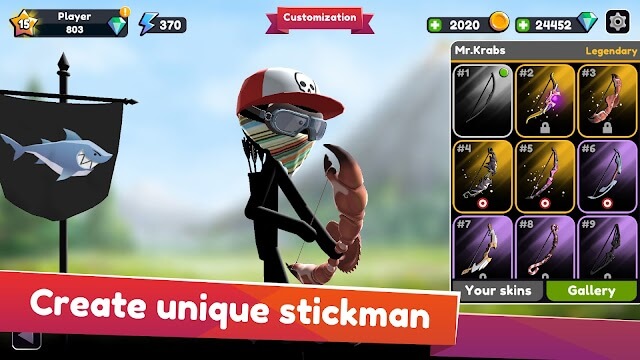 Tạo ra người que độc đáo của riêng bạn trong game Stickman Archer online