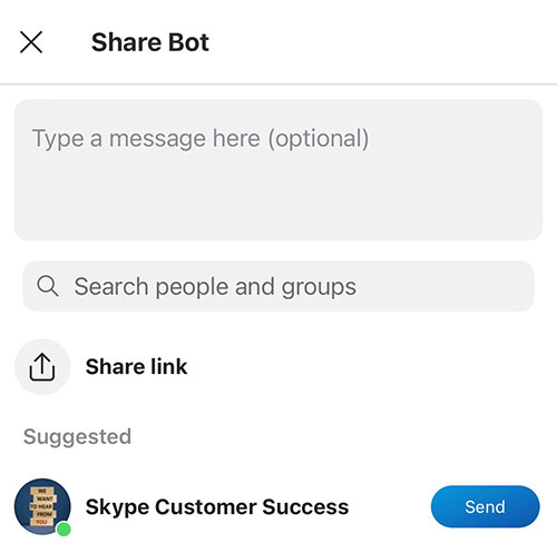 Chia sẻ bot nhanh và dễ dàng trên các app, mạng xã hội khác
