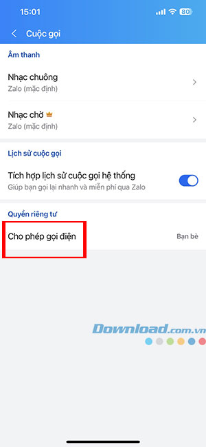 Zalo khong thong bao cuoc goi den 4*416608