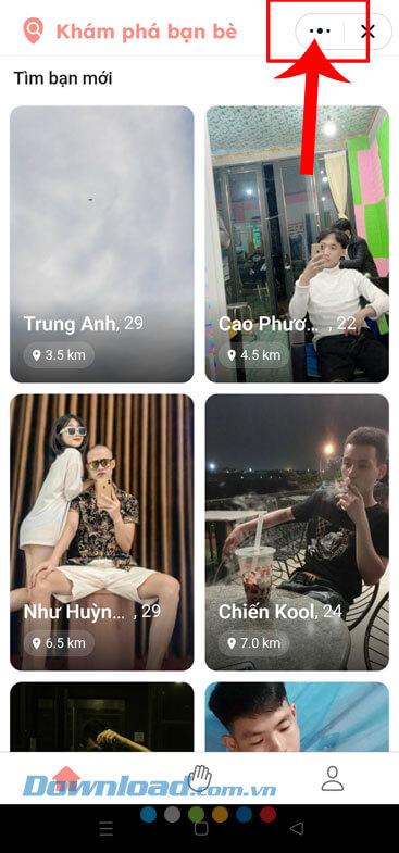 Chạm vào biểu tượng ba dấu chấm