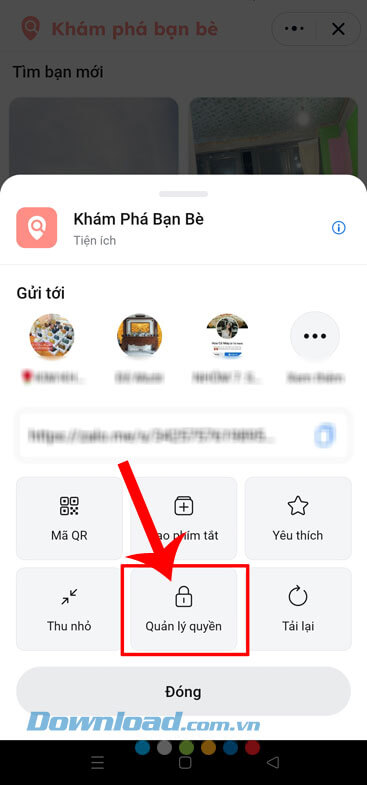 Nhấn vào mục Quản lý quyền