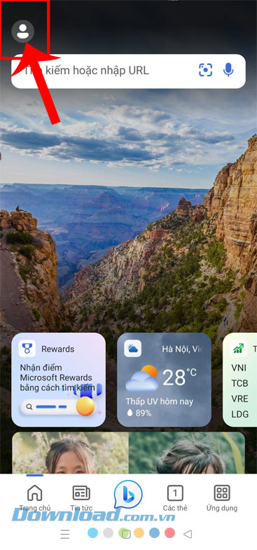 Ấn vào biểu tượng ảnh đại diện.