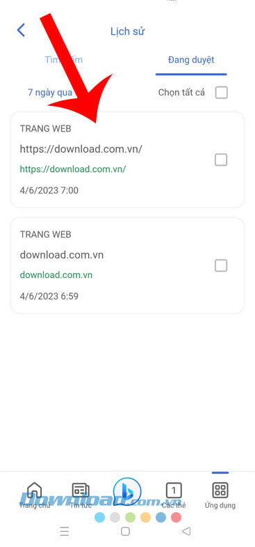 Xem lại lịch sử web đang duyệt