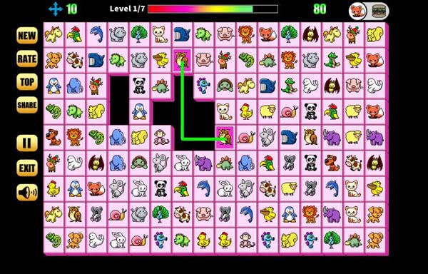 Giao diện chính của các màn chơi trong game Pikachu cổ điển 