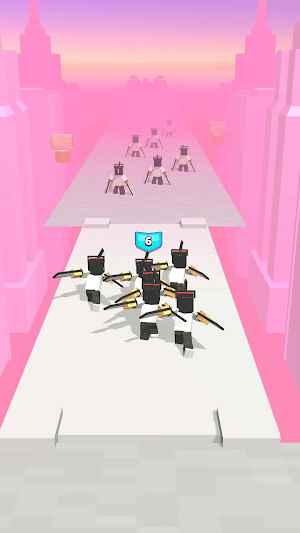 Chạy và thu thập đội quân mini craft của bạn trong game Merge Chain Saw 3D Run 