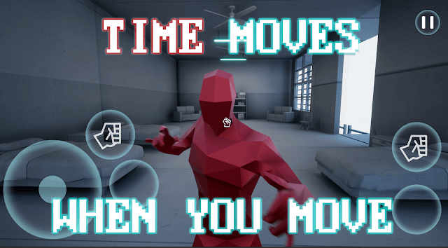 Thời gian chỉ trôi khi bạn di chuyển và hành động trong game Super Hot Mobile