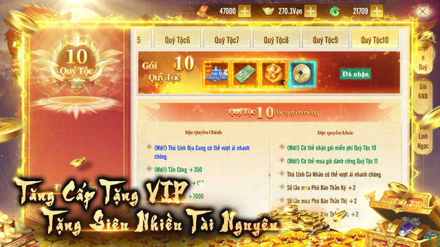 Tăng cấp tặng VIP, kèm theo nhiều tài nguyên hiếm