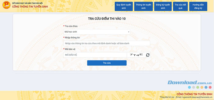 Thí sinh cần nhập các thông tin được yêu cầu để tiến hành tra cứu điểm thi vào 10 trên website của Sở GDĐT