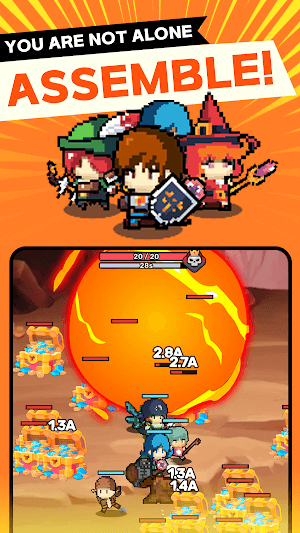 Triệu hồi tất cả các hero, thành lập một nhóm mạnh mẽ và đi săn lùng phù thủy trong game Tiny Quest