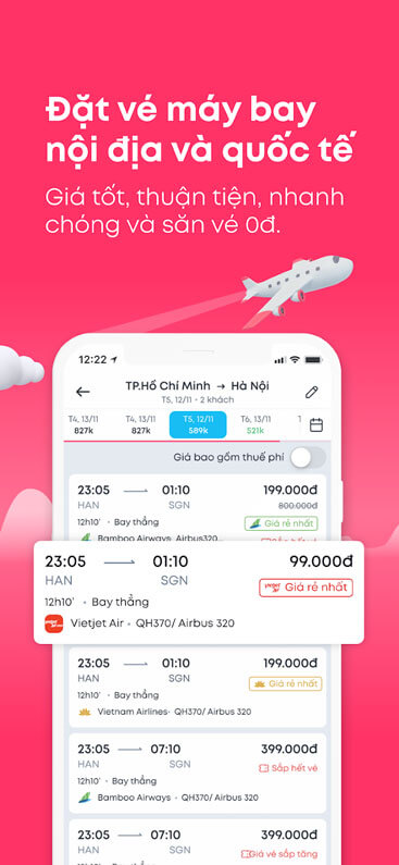 Đặt vé máy bay, nội địa