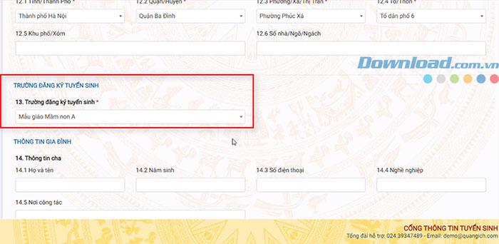 Chọn trường mần non