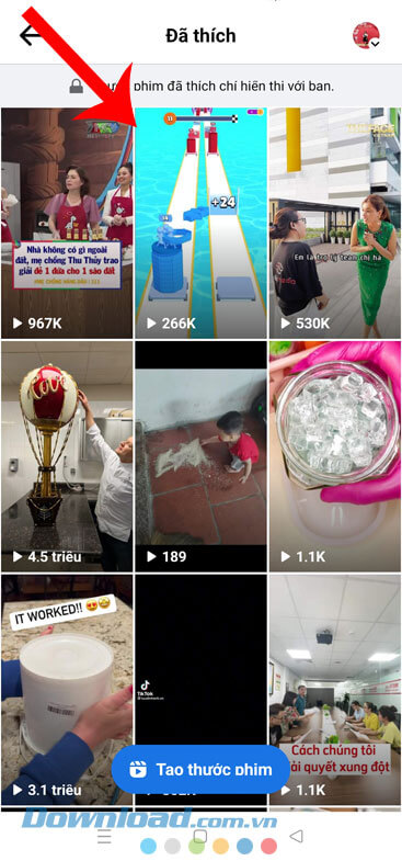 Những video Facebook Reels đã thích hiển thị lên màn hình