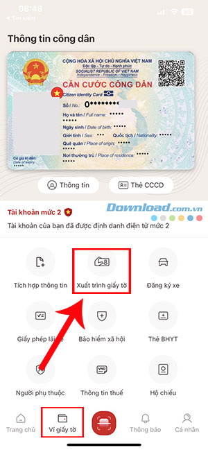 cach xuat trinh giay to VNeID 1*422529