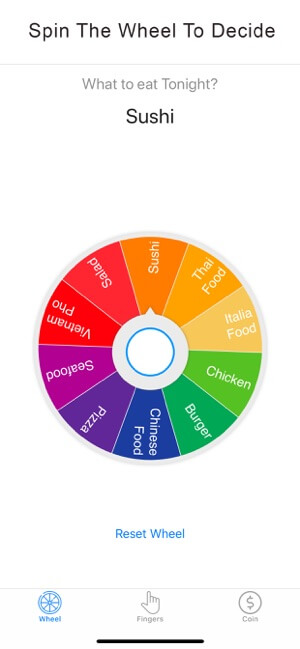 Decisions cho bạn quay bánh xe để đưa ra quyết định 