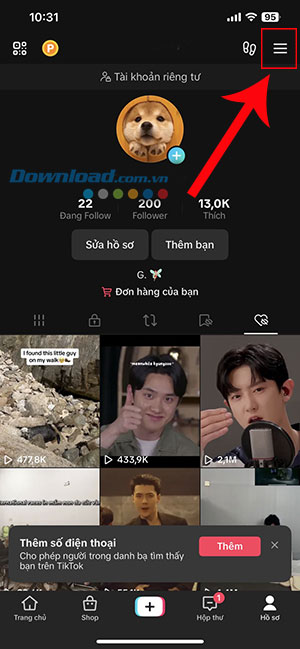 tat am thanh video khi vua mo TikTok 2*423110