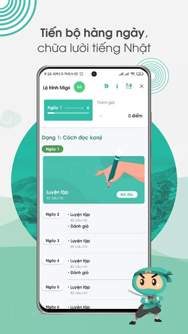 Lưu lại tiến độ học hằng ngày