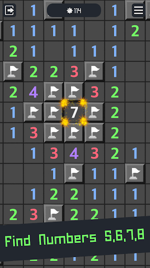 Tìm các số 5,6,7 để kiếm thưởng trong game Pixel Sweepers 