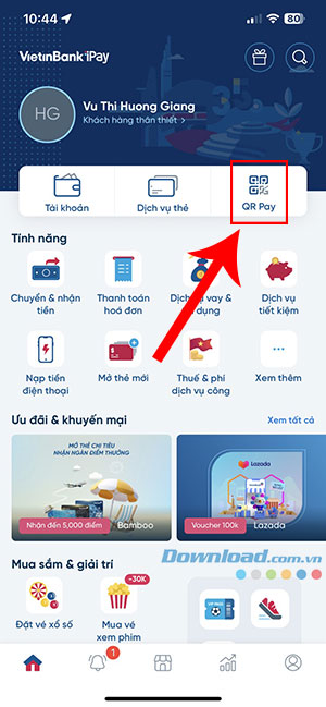 VietinBank rut tien lien ngan hang bang ma QR 5*427116