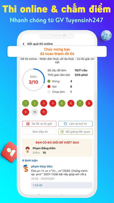 Thi online chấm điểm ngay